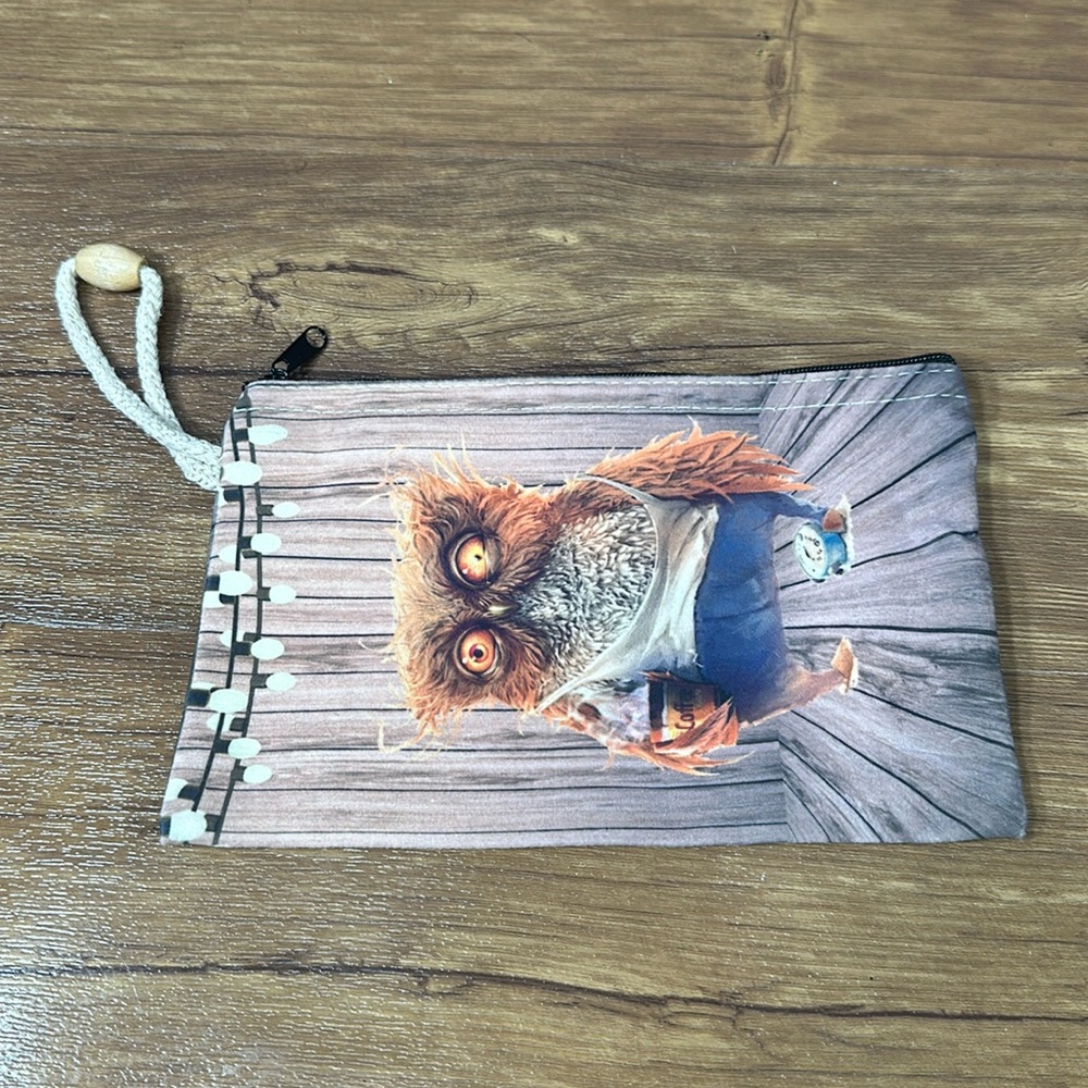 New boutique item Funny Owl design Small Flat Amenity Bag